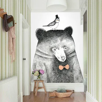 Thuja Художествена Рисувани Тапети на Животни панда лъв, мечка и кучето на стената за детски тапет детска стая спално бельо начало декор