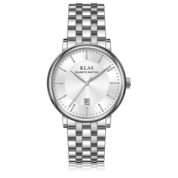 Модерни Ежедневни мъжки часовници най-добрата марка часовници с логото на поръчка, мъжки стомана водоустойчив часовник с каишка 20,0x18,0 мм, марка KLAS