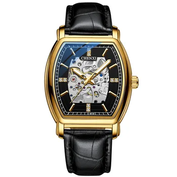 Мъжки часовник 2021 Луксозни Златни Мъжки Автоматично Механични Часовници за Подарък на Съпруга си Бойфренду Символ на Мъжете Свидетел Време Черна Кожа